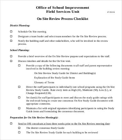 service review process checklist template
