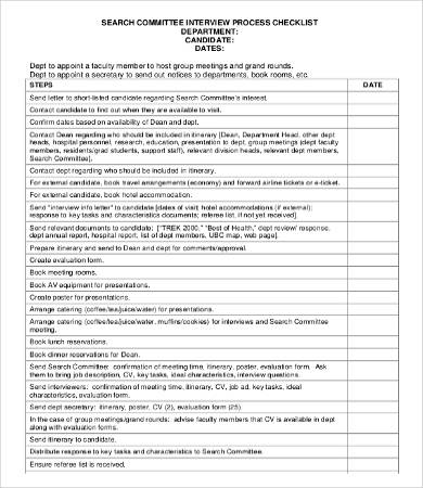 interview process checklist template