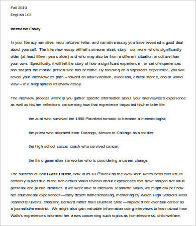 example interview essay template