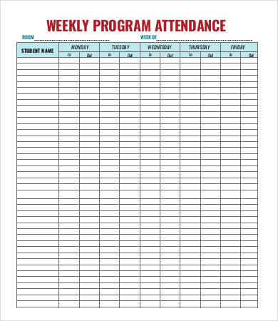 daycare attendance sign in sheet template