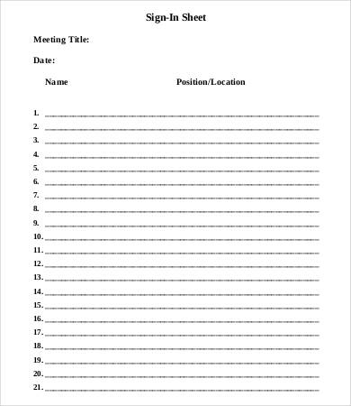 staff meeting sign in sheet template