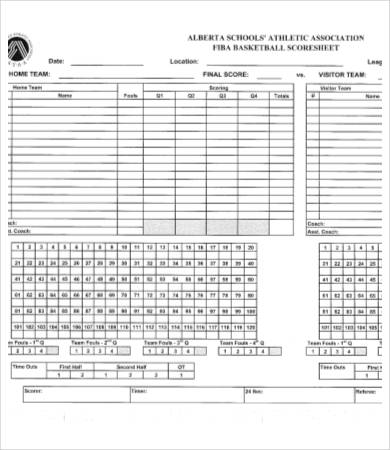 high school basketball score sheet template