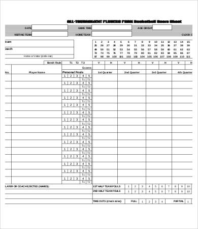 Basketball Score Sheet - 12+ Free PDF Documents Download