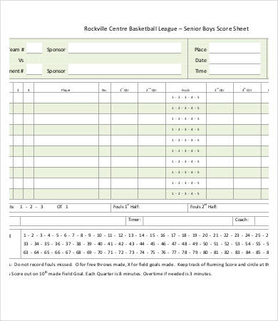 basketball league score sheet template