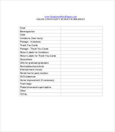Graduation Budget Sample Party Budget Template - 11+ Free Word, PDF Documents Download
