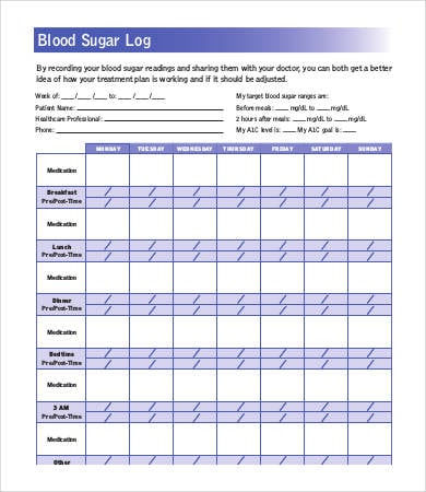 Blood Sugar Log - 7+ Free Word, Excel, PDF Documents Download