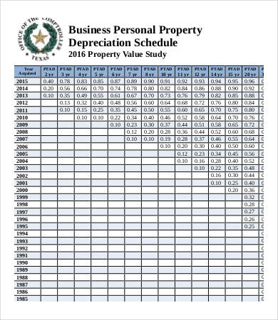 business depreciation schedule template