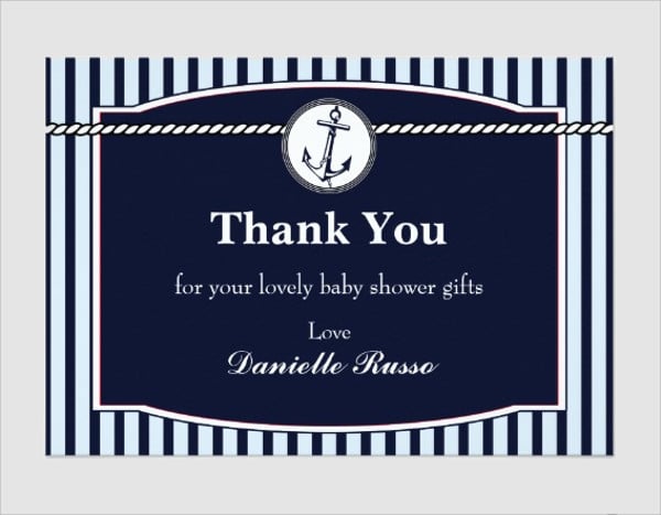 nautical baby shower thank you card