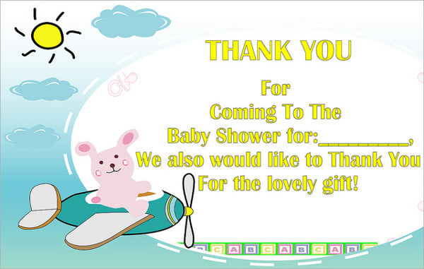 baby shower gift thank you card
