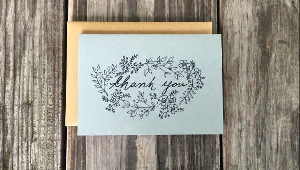 Digital Download Antique Note Card Floral Thank You Card