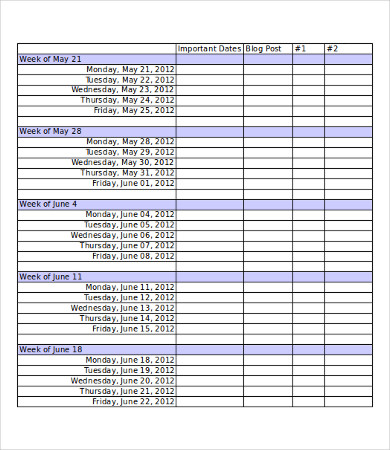 10+ Content Calendar Templates – Free Sample, Example Format Download!