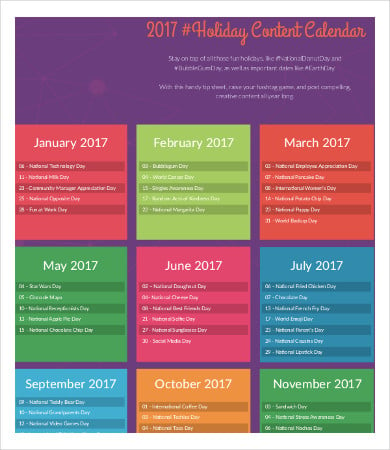 simple content calendar template