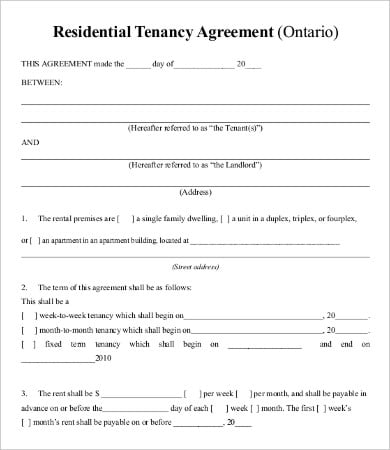 private tenant lease agreement template