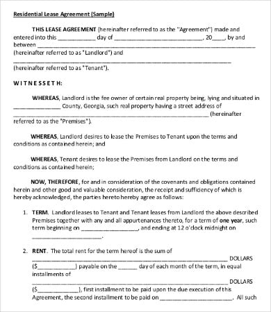 private residential lease agreement template