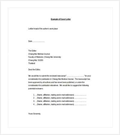 Cover Letter Medical Journal Example