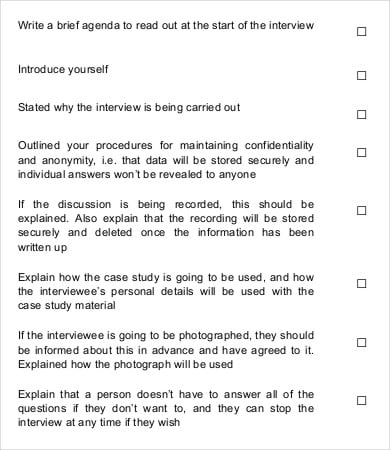 case study checklist template