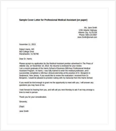 cover letter for professional medical assistant min