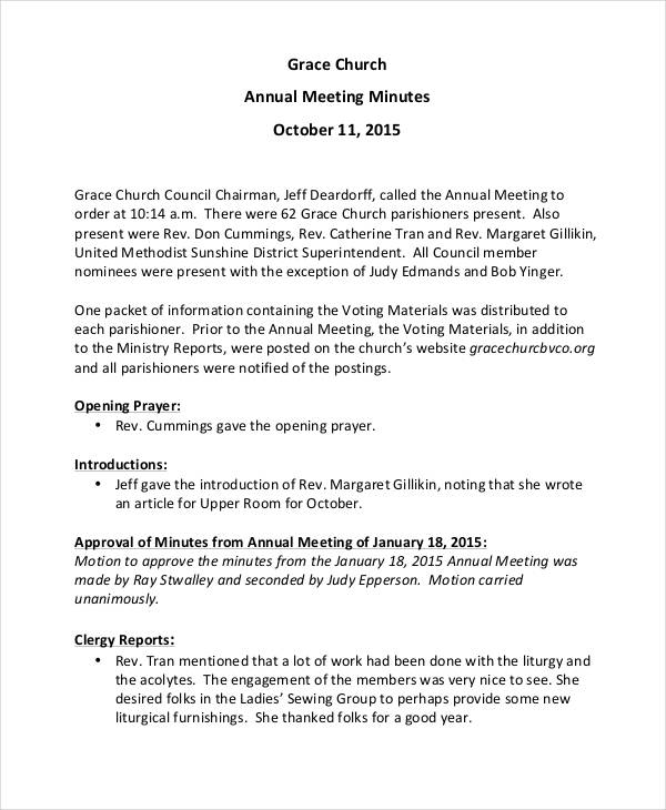 Church Business Meeting Minutes Template