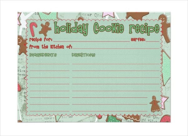 holiday recipe card template