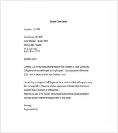 entry level cover letter for nurse sample word template min