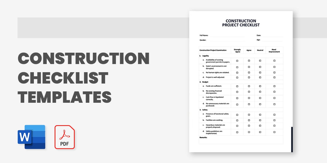 28 Construction Checklist Templates 