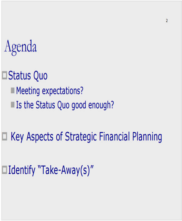 financial planning meeting agenda template