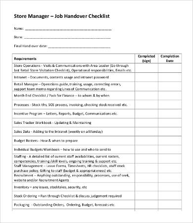 handover resignation checklist template