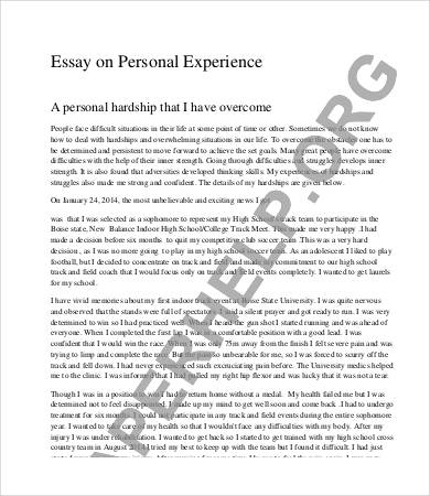 personal experience essay assignment