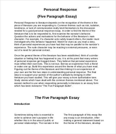 example of a personal response essay