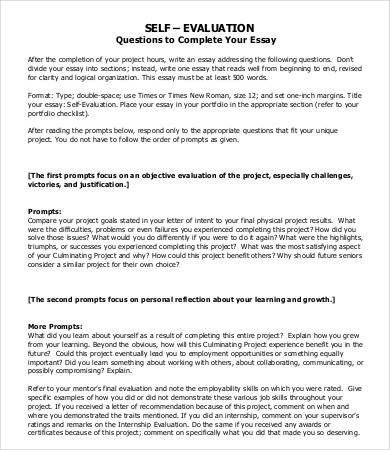 student self evaluation essay