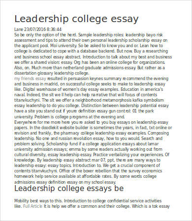 essays about leadership experience