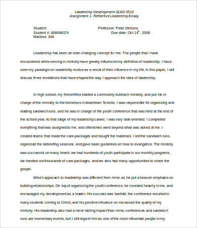 reflective leadership essay sample