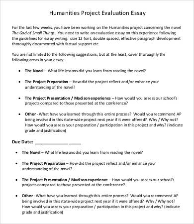 Evaluation Essay Template - 5 Free Samples, Examples, Format Download