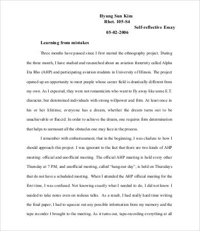 Self Reflection Essay Outline