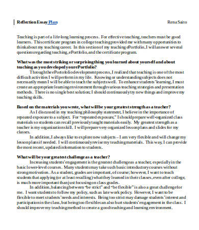 Example Of Reflection Essay