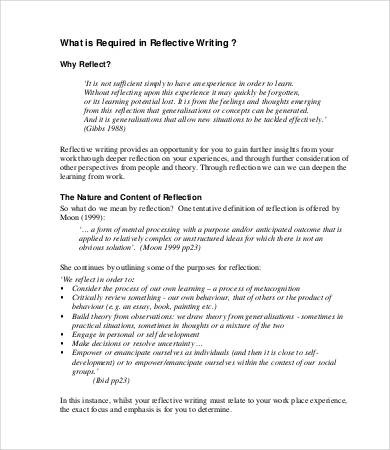 how to write reflective essay example