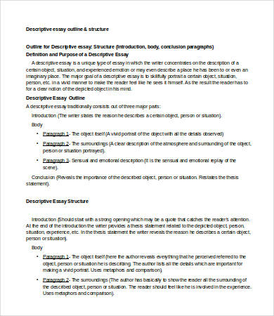 descriptive writing structure