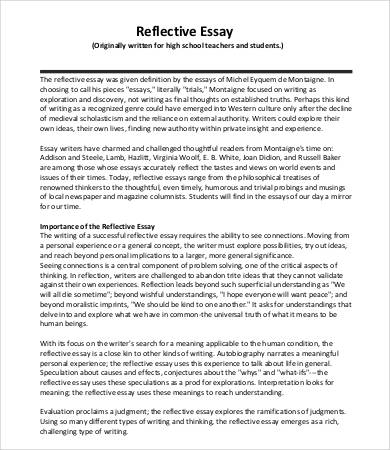 reflective essay template for high school