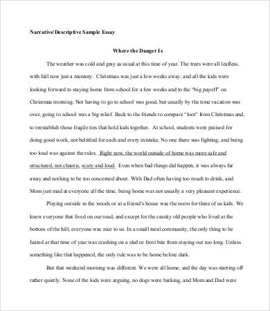 Descriptive essay on a place sample