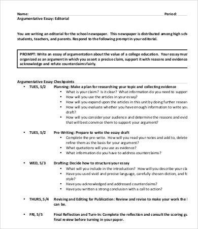 argumentative paper outline