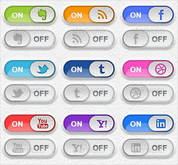 toggle switch social media buttons