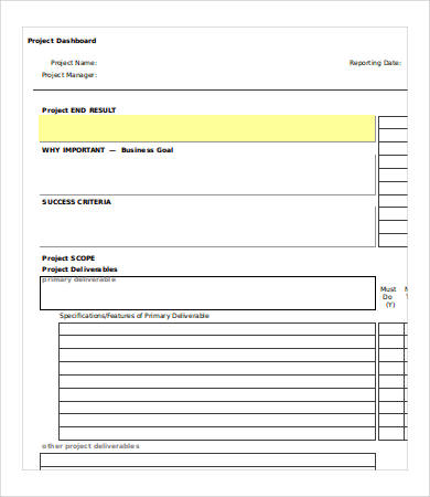 project excel dashboard template