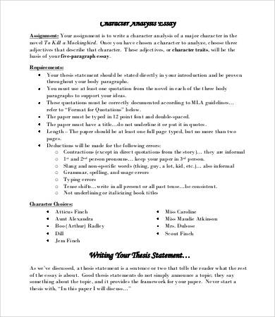 character analysis essay template