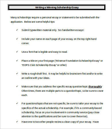 Scholarship Essays Example - 7+ Free Word, PDF Documents 