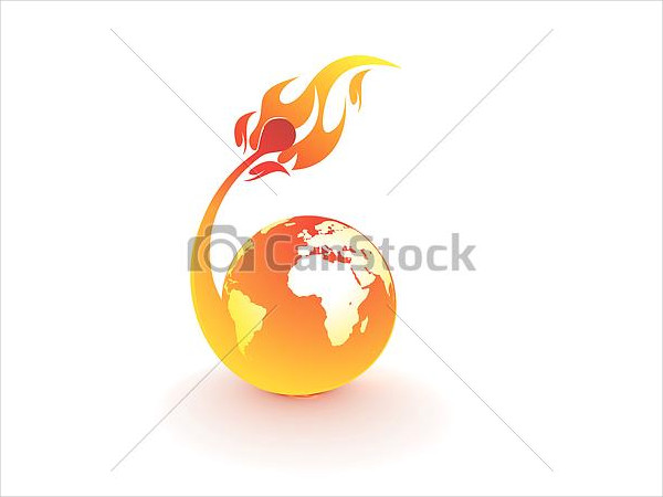 globe with fire logo