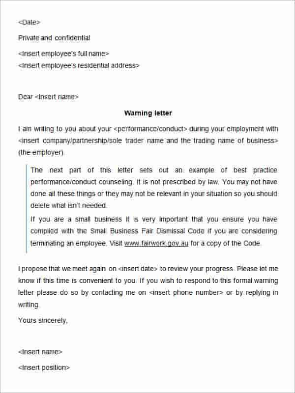 28+ FREE HR Warning Letters - PDF, DOC, Apple Pages, Google Docs