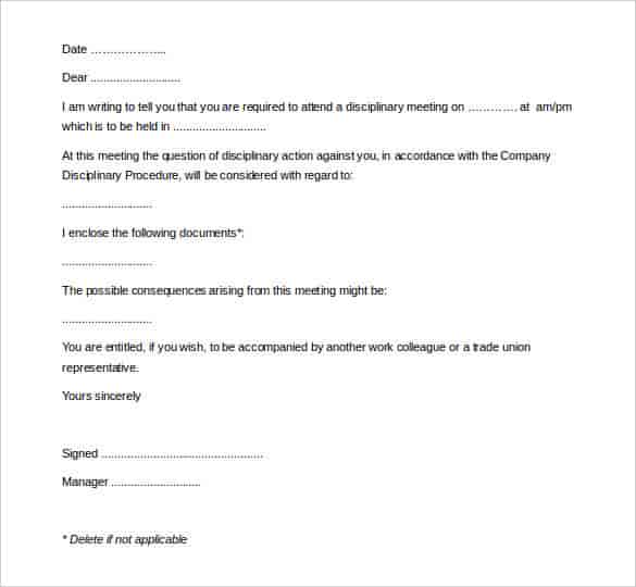 disciplinary letter meeting for an employee download min