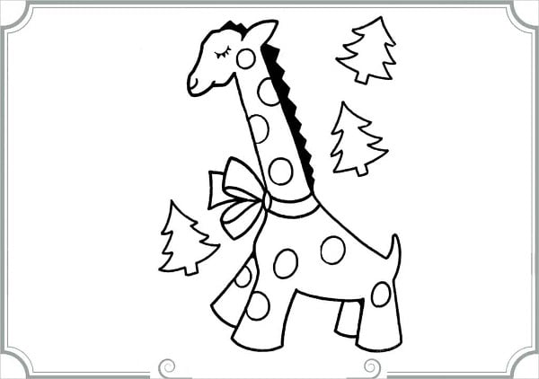 christmas giraffe coloring page