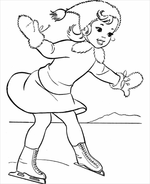 winter ice skating coloring page