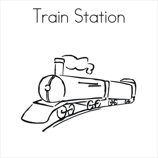 train station coloring page